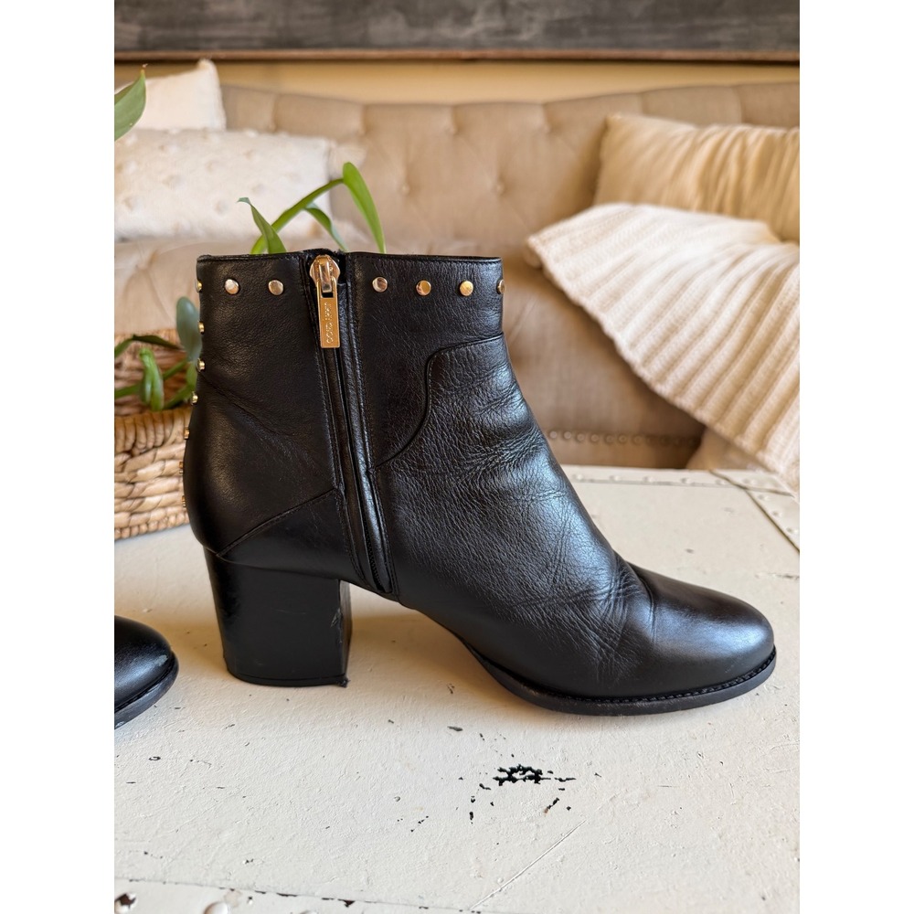 JIMMY CHOO Ankle Boots Black Studded Leather Block Melvin Women's Size 41 1/2 - Picture 6 of 16
